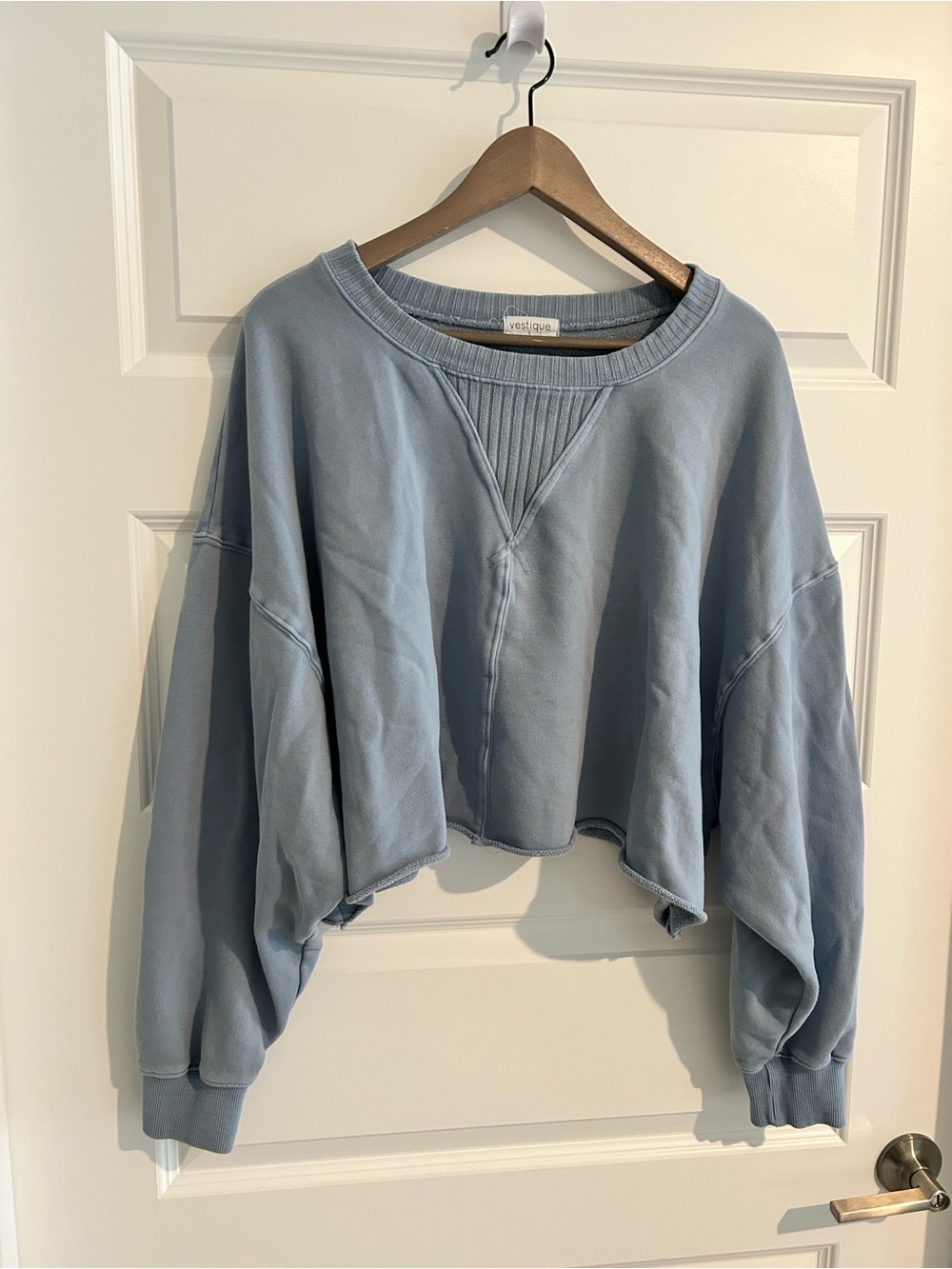 Vestique Oversize Cropped Sweatshirt Blue Size L